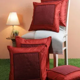 Romee Maroon Polyester Cushion Covers - Set of 5 image 1