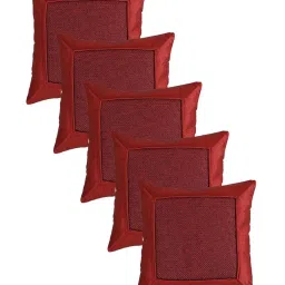 Romee Maroon Polyester Cushion Covers - Set of 5 image 2
