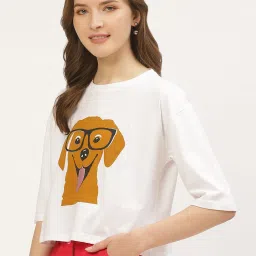 Anvi Be Yourself White Graphic Print T-Shirt image 3
