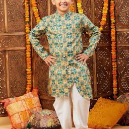 StyloBug Boys Green Printed Kurta Set-picture-43