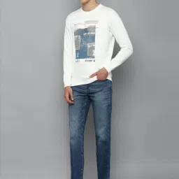 Louis Philippe Jeans White Cotton Regular Fit Printed Sweatshirt image 5