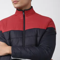 Van Heusen Sport Navy Blue Regular Fit Colour Block Quilted Jacket image 4