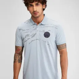 Spykar Grey Slim Fit Printed Polo T-Shirt-picture-11