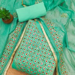 LeeliPeeri Designer Embroidered Art Silk Unstitched Dress Material-picture-38