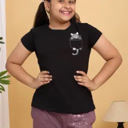 Sweet Dreams Girls Black Printed T-Shirt-image-85