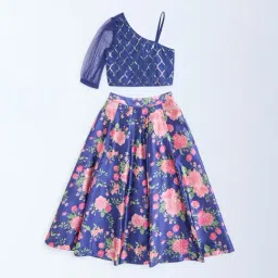Utsa Kids by Westside Navy Floral Detailed Ethnic Set-image-91