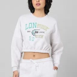 Only Off White Graphic Print Crop Sweatshirt image 1