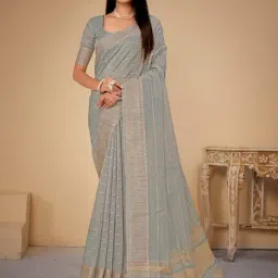 Saree Mall Grey Woven Saree With Unstitched Blouse-picture-18