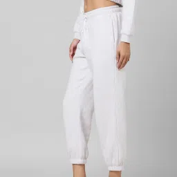 Only Off White Textured Mid Rise Joggers image 3