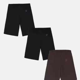 TWIN BIRDS Kids Black & Brown Solid Shorts (Pack Of 3)-picture-30