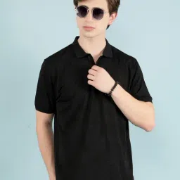 Crimsoune Club Black Slim Fit Printed Polo T-Shirt-image-85