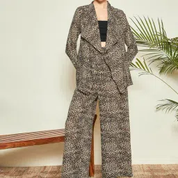 KASSUALLY Beige& Brown Animal Print Co-Ord Set-picture-40