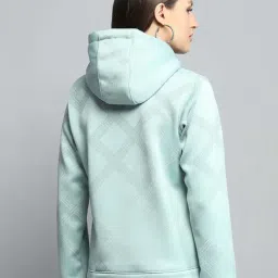 Monte Carlo Women's Green Printed Hooded Neck Full Sleeve Sweatshirt image 4