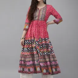 Rain and Rainbow Pink Printed Anarkali Kurta image 1