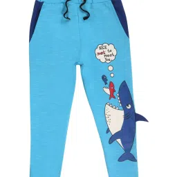 Lazy Shark Kids Blue Printed Joggers image 1