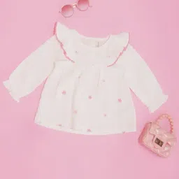 Pantaloons Baby Girls White Cotton Embroidery Top-image-58