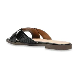Jove Women's Black Cross Strap Sandals image 5