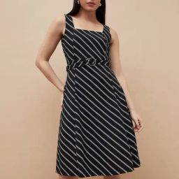 Code By Lifestyle Black Regular Fit Striped Dress-picture-12