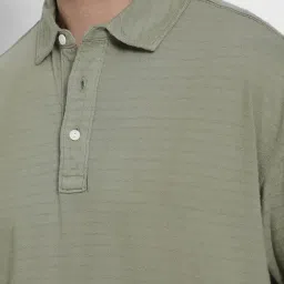 American Eagle Green Cotton Regular fit Textured Polo T-Shirt image 5