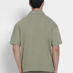 American Eagle Green Cotton Regular fit Textured Polo T-Shirt image 2