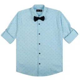 Cavio Kids Blue Cotton Printed Shirt-image-23