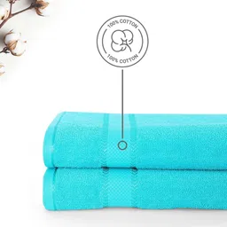 Layers Unisex Blue Pack of 2 Pure Cotton 380 GSM Rouge Bath Towel image 4