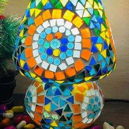 DIWAM HANDICRAFTS Orange Textured Glass Traditional Abstract Shaped Table Lamp-picture-15