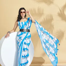 RACHNA Abstract Printed Ready to Wear Ikat Saree image 5