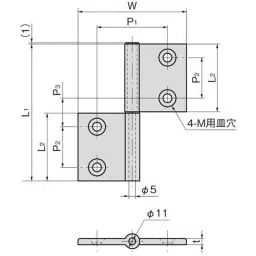 TAKIGEN Aluminum Flag Hinge Alumite Treatment with Bush, B-503S-4-L image 2