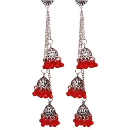Weariton Women Red Long Jhumkas Earrings-picture-40