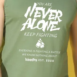 WOOSTRO Pack Of 2 Printed Super Combed Cotton Gym Vests VWS26(ALONE YELLOW)(ALONE LGTGREEN image 3