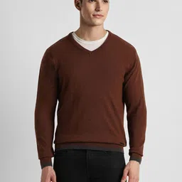 Peter England Casuals Men Brown Woollen Pullover image 1