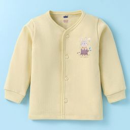 Simply Fleece Knit Full Sleeves Jhabla with Bunny Print - Yellow-picture-38