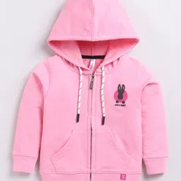giniekids Cotton Lycra Full Sleeves Solid Hoodies - Pink-image-74