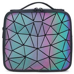 House of Quirk Triangular Stripe Makeup Box/Cosmetic Storage Case With Adjustable Compartment - Multicolor-picture-15