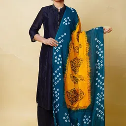 Unnati Silks Ethnic Motifs Dyed Cotton Silk Bandhani Dupatta-picture-43