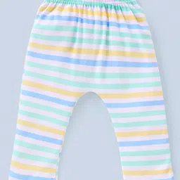 Babyhug Cotton Knit Full Length Striped Diaper Leggings Beach Theme Print Pack of 3 - Multicolor (Print May Vary) image 2