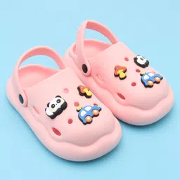 Oh! Pair Clogs with Back Strap Closure Car Applique - Pink image 2