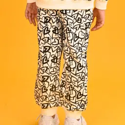 Anthrilo Fleece Full Sleeves Heart Printed Warm Jogger - White image 3