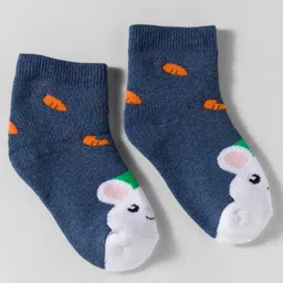 Mustang Cotton Knit Ankle Length Socks with Animal Design - Navy Blue image 2