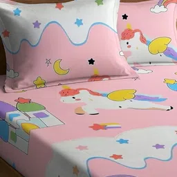 WEAVE AND DECOR Pink Cartoon Characters 300 TC Bedsheet with 2 Pillow Covers image 5