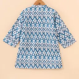 Babyhug Full Sleeves Cotton Kurta Printed- Indigo image 3