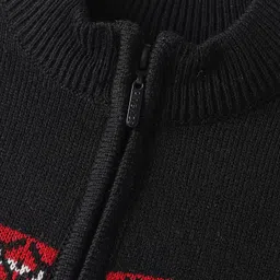 Pine Kids Knit Full Sleeves Pullover Sweater with Chevron Design - Red image 3