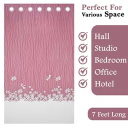 RUBOXA Cream-Coloured & Brown Set of 2 Floral Door Curtain image 3