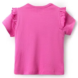 Babyoye 100% Cotton Interlock Knit Half Sleeves Inner Tee & Dungaree Set with Eco- Jiva Finish & Animal Print - Light Green & Pink image 4