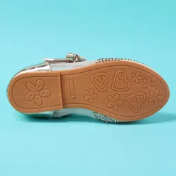 Cute Walk by Babyhug Ballerina With Velcro Closure & Floral Applique - Golden image 4