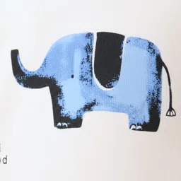 Anthrilo Fleece Knit Full Sleeves Elephants Printed Winter Sweatshirt With Joggers Set - White & Black image 5