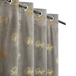 GEET CREATIONS Grey & Gold-Toned Floral Window Curtain image 3