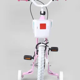 fab n funky Kids 14 Inch Unicorn Print Bicycle with Training Wheels - Pink & White image 5