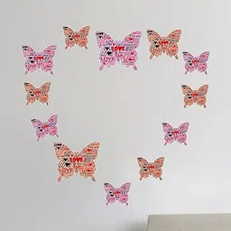 Jaamso Royals 12Pcs Pink & Orange-Colored Printed 3D Butterfly Self Adhesive Wall Stickers-picture-25